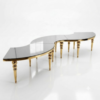 Table en spirale pour mariage, miroir en spirale, or, banquet