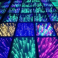 Dalles de sol LED 3D à effet abysse, avec miroir infini et éclairage filament, à assemblage magnétique, contrôle DMX, pour la location événementielle (banquets, mariages)