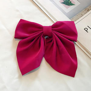 Pince à cheveux en tissu avec nœud élégant, couleur unie, pince bec de canard latérale pour femme, accessoires capillaires - Product Image 3