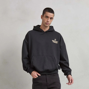 Felpa con Cappuccio Unisex Oversize HEARTFELT THINKING, Nera con Zip, Anti-Piega e Anti-Restringimento, Ricamata, XL, 500 GSM in Poliestere - Product Image 1