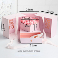Vente en gros, logo personnalisé, cadeau de saint-valentin, vraie fleur immortelle naturelle éternelle, décor de Roses conservées dans une boîte de cœur magique carrée