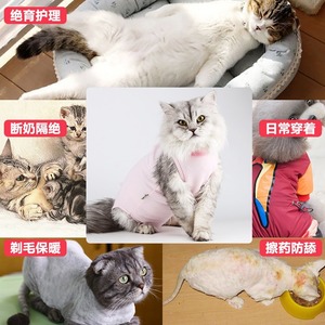 Traje de esterilización para mascotas, chaleco de algodón piqué transpirable para gatos y perros, cuidado postoperatorio, protección contra lamidas - Product Image 1