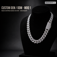 Nouveau design Hip Hop, chaîne cubaine plaquée transparente avec zircon serti, collier unisexe pour usage quotidien, longueur personnalisable