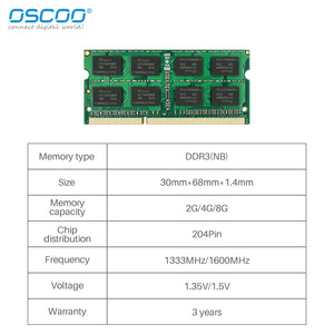 ออสซีโอ ดีดีอาร์ 3 8GB 1333MHz โมดูลหน่วยความจำแล็ปท็อป 1.5V DIMM - Product Image 3