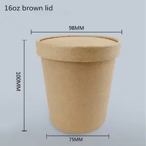 Disposable 16oz paper soup cup, food grade kraft paper cup ,disposable cups for nooddle soup
