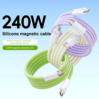 Câble de charge USB-C vers USB-C magnétique en silicone haute vitesse 240W pour iPhone 17 16 15 Pro Max, tablettes et ordinateurs portables Xiaomi Samsung