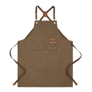 Restaurant Bar Cafe Uniform <strong>Apron</strong> Bibs Custom Logo Available Kitchen Use Cotton Canvas <strong>Aprons</strong> With Pocket - Product Image 4