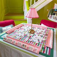 Set Mahjong Akrilik Premium Berkilau Tinggi dengan Pola Elemen Liburan Natal, Set Mahjong Amerika, Hadiah Koleksi Natal