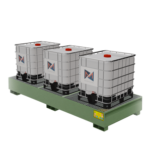 Bandeja de recolección de metal automática para tanques IBC 3X1000 LT RAL 6011-para plantas de fabricación de almacenamiento de nitrógeno líquido 2000L - Product Image 1