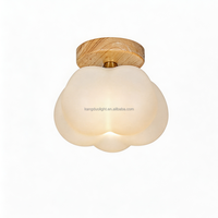 Plafonnier suspendu en bois et PE couleur crème avec LED 3500K blanc chaud, design moderne, alimentation CA pour couloir, entrée, passage, hall d'entrée