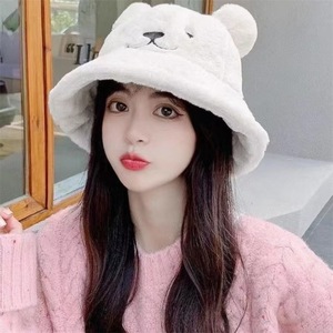 Gorro de Pescador de Piel de Conejo, Color Beige, Cálido, de Lana, para Invierno, Estilo Coreano, para Mujer - Product Image 2