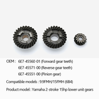 Kit d'engrenages pour moteur hors-bord de bateau 6E7-45560 45571 63V-45551 compatible avec les moteurs hors-bord Yamaha 15HP, pignon avant-arrière