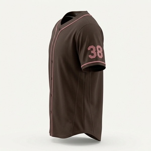 Camiseta de Béisbol Unisex de Primera Calidad con Logotipo Personalizado, Verde, Manga Corta, Cuello en V, Botones, Malla Transpirable, Uniforme de Equipo para Adultos, 100% - Product Image 5