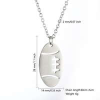 Nouveau Pendentif Rugby Creux En Acier Inoxydable Mignon Chaînes De Cuivre Clé Fleur Cadeau Religieux Diamant Zircon Sport Collier