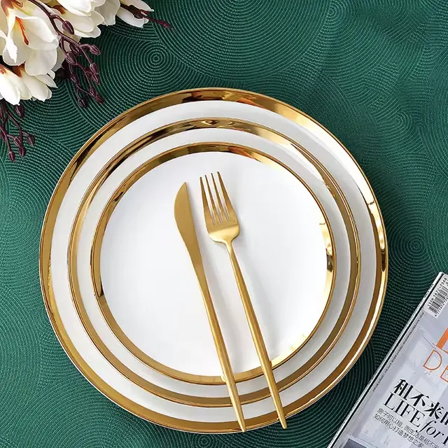 Gold Wedding Decoration Dinner Plates Restaurant Plates Assiettes En Melamine