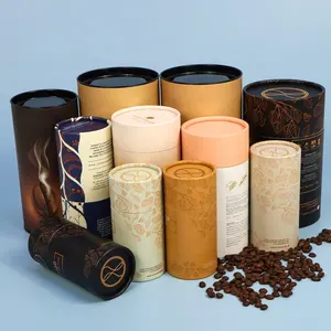 Firstsail tabung kertas kotak kemasan makanan kardus silinder bulat biji kopi teh longgar desain kustom ramah lingkungan