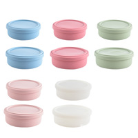 Boîte à lunch ronde en silicone hermétique avec couvercle, qualité alimentaire, compatible micro-ondes, réutilisable, conteneur de stockage alimentaire, OEM ODM, vente en gros en usine