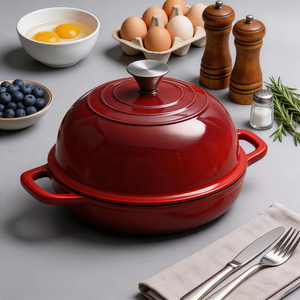 Olla Holandesa de <span class=keywords><strong>Hierro</strong></span> <span class=keywords><strong>Fundido</strong></span> con Revestimiento de Esmalte No <span class=keywords><strong>Tóxico</strong></span> de 24 cm, Resistente a Desportilladuras, Fácil de Limpiar, Blanca, para Pan, Duradera, de 6 Cuartos de Galón - Product Image 1