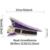 Chapeau de capitaine en peluche violet steampunk personnalisé avec sequins et strass, 3 MOQ, pour Burning Man, luxe, unisexe, pour plage et fêtes en extérieur, vente en gros