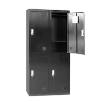 Casier à 4 portes en métal moderne noir avec armoire à vêtements miroir