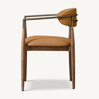 Decoout 2024 Mobilier Moderne Chaise en Cuir Solide Couleur Caramel en Bois de Chêne pour Restaurant Café