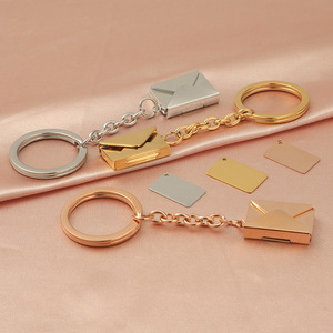 Porte-clés en acier inoxydable ouvrable en forme d'enveloppe, plaqué or 18 carats, <span class=keywords><strong>pour</strong></span> femme, <span class=keywords><strong>homme</strong></span>, couple, <span class=keywords><strong>cadeau</strong></span> <span class=keywords><strong>de</strong></span> la Saint-<span class=keywords><strong>Valentin</strong></span>, bijoux fins - Product Image 4