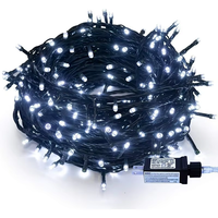 QHlunar Weihnachts-Außendekoration 100 LED Grüne Feenlichterkette 10M Dimmbar Batteriebetrieben IP44-Schutzklasse