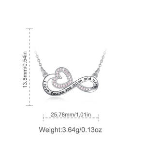 Merryshine Klaar Voorraad Custom Logo En Tekst <span class=keywords><strong>925</strong></span> Sterling Zilveren Zirkonia Love Infinity Heart Ketting - Product Image 3