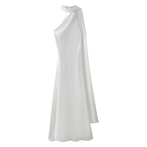 Hot-Selling Trade European American Women's Fashion Elegant Mature Backless Ribbon <strong>Halter</strong> <strong>Satin</strong> Knee-Length Plus Lady - Product Image 6