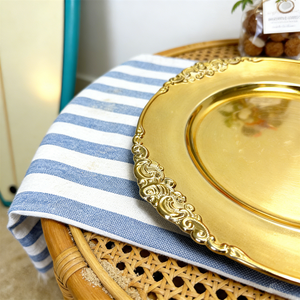 Assiettes de présentation rondes de luxe de 13 pouces en plastique, style victorien baroque, avec bordure gaufrée feuille, pour mariage - Product Image 4