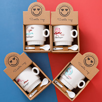 Ensemble de tasses en céramique, design créatif de dessin animé, cadeau promotionnel écologique pour les occasions de vacances et professionnelles, souvenir de Chine