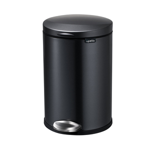 <strong>Black</strong> Bathroom <strong>Small</strong> Stainless Steel Foot Pedal Slow Close Rolling Cover Round Trash <strong>Bin</strong> with Lid - Product Image 1