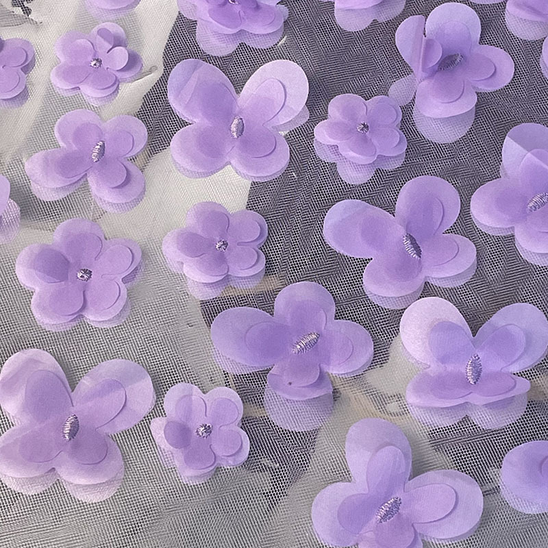 Delicate Embroidered Polyester Mesh Tulle Fabric