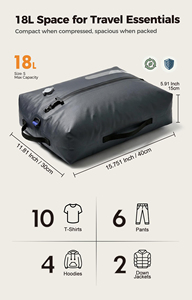 IP67 Waterproof Vacuum Compression Travel Bags with Pump 18L Reusable Space Saver Packing Cubes for <b>Suitcase</b> Backpack Luggage - Product Image 4