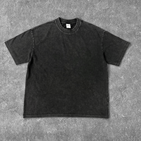 Kaos Vintage YOUMI 2025 untuk Pria 275gsm Lengan Pendek Acid Washed Jahitan Crop 100% Katun Desain Polos Trendi Baru