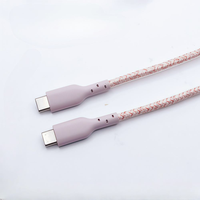 Nouveau câble de charge rapide USB-C vers USB-C en nylon tressé rose PD 3A 60W pour batterie externe, écouteurs, téléphone portable et tablette