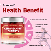 Complément alimentaire en gommes à l'extrait de racine d'Ashwagandha 1000 mg, qualité GMP, pectine végétalienne, marque privée OEM, pour la réponse au stress et le soutien du sommeil