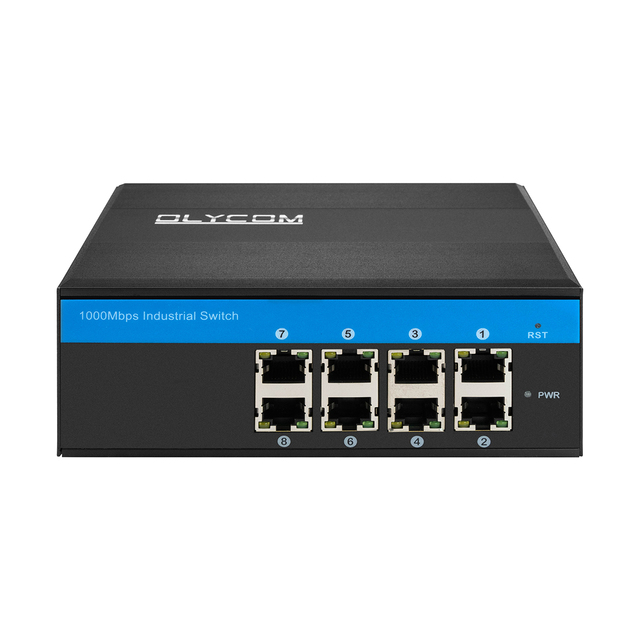 8-Port 10/100/1000M Industrial Ethernet Switch Din-Rail IP40 -40~75°C DC 12-52V EN50121-4 NEMA-TS2