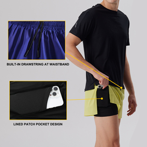 Pantaloncini sportivi da uomo professionali da corsa Outdoor nuovi pantaloni estivi a doppio strato ad asciugatura rapida a tre quarti elasticizzati Mid Casual - Product Image 4