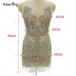 Vestido de Fiesta de Boda de Lujo con Cuentas, Corpiño de Costura Brillante, Apliques de Diamantes de Imitación, Sexy, Keering, para Costura - Product Image 2