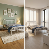 JYLG005 #   Sommier à ressorts Queen Size en acier KD, hauteur réglable, style simplicité moderne, pour appartement et usage hospitalier