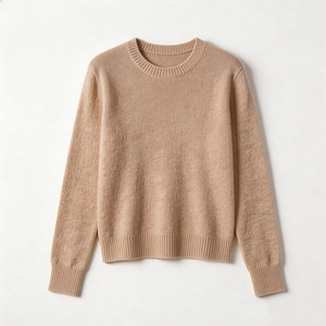 Pull d'hiver pour femme à col rond avec logo personnalisé, tricot à manches longues en laine/nylon, tricot doux - Product Image 5
