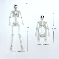 Squelette d'Halloween en plastique de 185 cm avec articulations mobiles, os humains, corps entier, effrayant, pour la décoration de fête d'Halloween