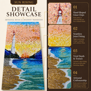 Mosaïque de verre <span class=keywords><strong>Phare</strong></span> de la Plage Sunrise, Art mural en parquet, Carrelage mural décoratif pour Salon et Hall d'entrée - Vente en gros directe usine - Product Image 4