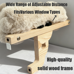 Holz-Katzenbett Weich Komfortabel Abnehmbar Waschbar Plüsch-Füllung Quadratisches Design für Kleine/Große Katzen für Innenbereich Fensterbänke Schlafzimmer - Product Image 3