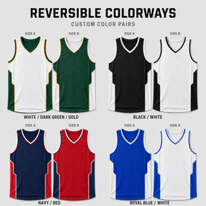 Maillot de basket-ball réversible personnalisé vert et blanc, débardeur respirant en maille nid d'abeille pour les compétitions de basket-ball d'équipe - Product Image 6