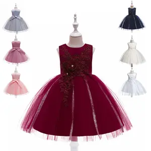 Nouvelles filles net fil arc princesse robe enfants coloré gâteau gonflé robe fête d'anniversaire pettiskirt robe wending