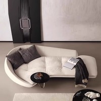 Chaise longue inclinable modulaire de style minimaliste italien avec tissu en velours flocon de neige pour le salon