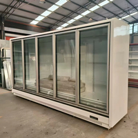 Congélateur vertical commercial à porte vitrée, 2 à 5 portes, 1400-3500L, système de refroidissement par unité externe pour supermarché et aliments surgelés