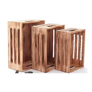 Set di 3 casse di legno nidificanti a parete cesto di legno casse di stoccaggio scatola di cassa di legno